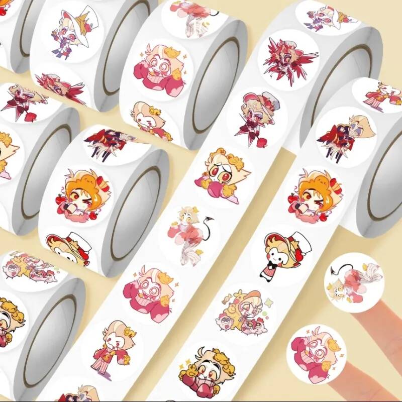 Laptop Accessories Kids - 500Pc/Roll Cartoon Sticker Circle Kids Stickers