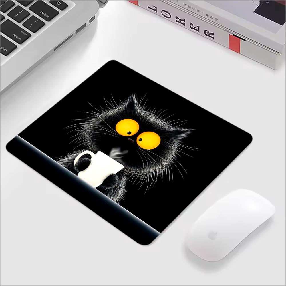 Laptop Accessories Bundle - Kawaii Coffee Cat Mouse Pad Black