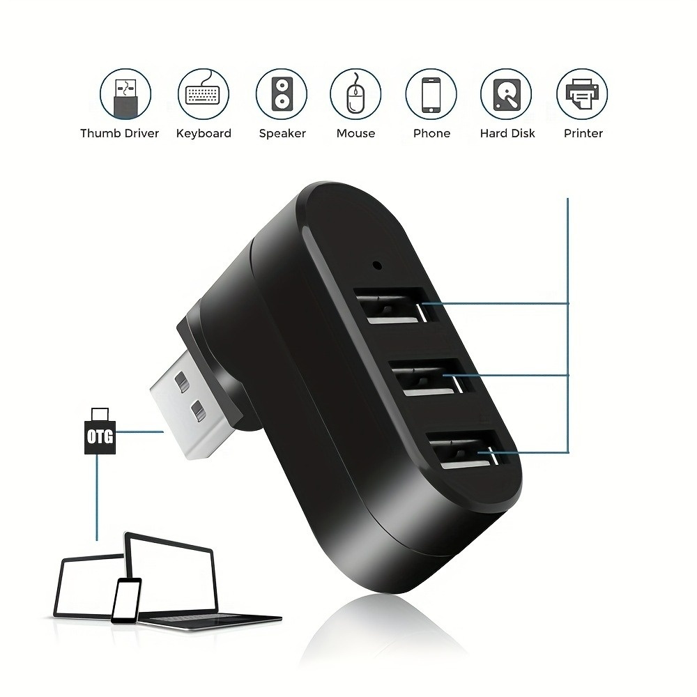 USB 2.0 Hub 3 Ports 180° Rotat - Mac Laptop Accessories recension och pris